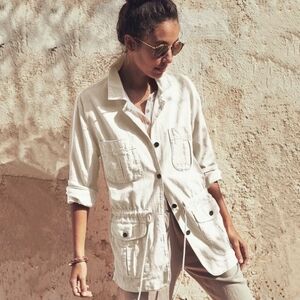 Faherty Larkspur White Utility Jacket Cotton Linen